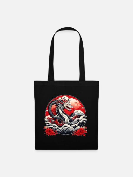 Japanischer Drachen - Stoffbeutel - Schwarz