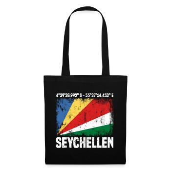 Seychellen Koordinaten - Stoffbeutel - Schwarz - Vorne