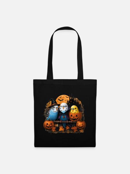 Halloween Wellensittiche - Stoffbeutel - Schwarz