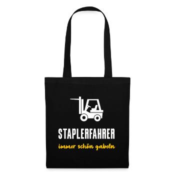 Staplerfahrer Geschenk Immer schön gabeln - Stoffbeutel - Schwarz - Vorne