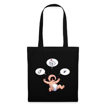 CD - Baby Kreisch Flasche Windel Schnuller Essen - - Stoffbeutel - Schwarz - Vorne