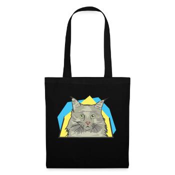 Chatte aux cheveux longs semble surpris - Sac en tissu - noir - Devant