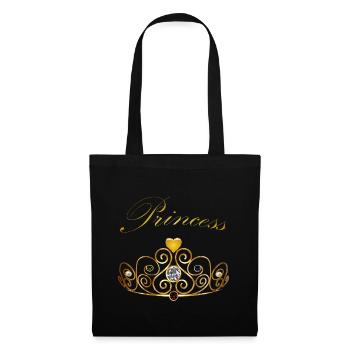 Princess Queen Gold Krone Tiara Edelsteine Perlen - Stoffbeutel - Schwarz - Vorne