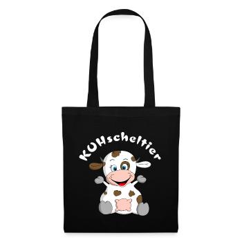 Vache en peluche = KUHscheltier - Sac en tissu - noir - Devant