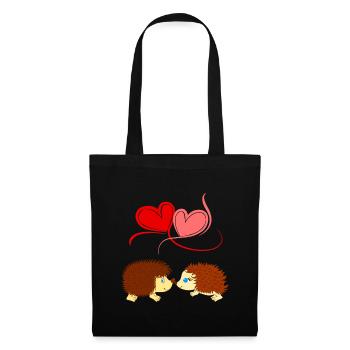 Igel - Liebe überwindet Stacheln - Comicstyle - Stoffbeutel - Schwarz - Vorne
