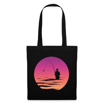 Angler Fischer See Symbol Mond Meer Illustration - Stoffbeutel - Schwarz - Vorne