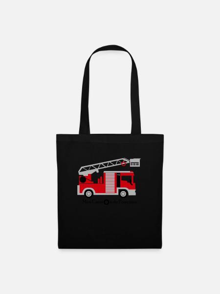 camion de pompiers - Sac en tissu - noir