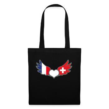Drapeaux Français et Suisse Flag France et Suisse - Sac en tissu - noir - Devant
