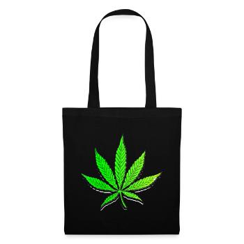 Cannabis weed Cannabisblatt stoned stoner kiffer - Stoffbeutel - Schwarz - Vorne