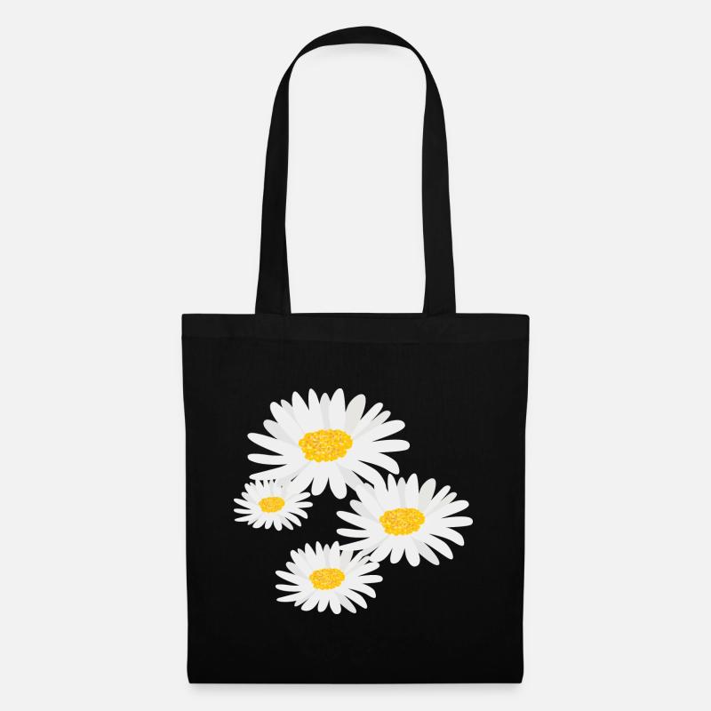 Blume Gänseblümchen - Stoffbeutel - Schwarz