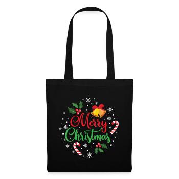Frohe Weihnacht-glückliches Familien-Weihnachtszusammenpassendes Geschenk - Stoffbeutel - Schwarz - Vorne