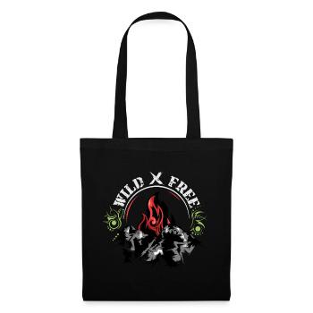 mountain flames symbol Logo wild and free - Tote Bag - black - Front