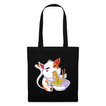 Cat Eating Ramen - Tote Bag - black - Front