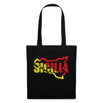 T-shirts souvenirs sicile, conception de carte - Sac en tissu - noir - Devant