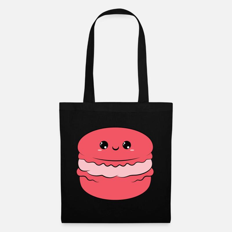 cute smiling macaron, sourire doux, mignon - Sac en tissu - noir
