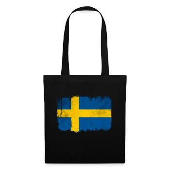 Schwedische Flagge - Stoffbeutel - Schwarz - Vorne