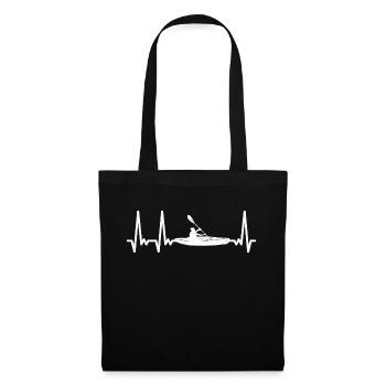Kayak Heartbeat Kajak Herzschlag Kanu Sport Puls - Stoffbeutel - Schwarz - Vorne