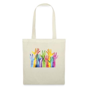 Toutes les mains. Arc-en-ciel. Inclusif. LES LGBTI - Sac en tissu - nature - Devant