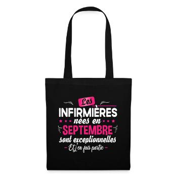Infirmière septembre cadeau d'anniversaire - Sac en tissu - noir - Devant