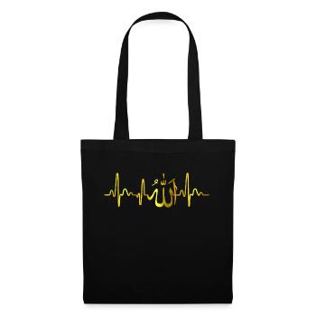 Allah Islam Muslim Islamisch Herzschlag - Stoffbeutel - Schwarz - Vorne