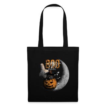 Bootiful Ghost and Black Cat in Crescent Moon - Sac en tissu - noir - Devant