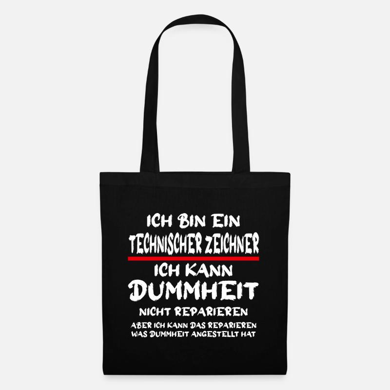 Ich bin ein Technischer Zeichner Handwerker Spruch - Stoffbeutel - Schwarz