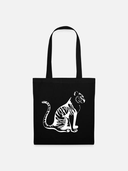 Eleganter Tiger Silhouette Design - Stoffbeutel - Schwarz