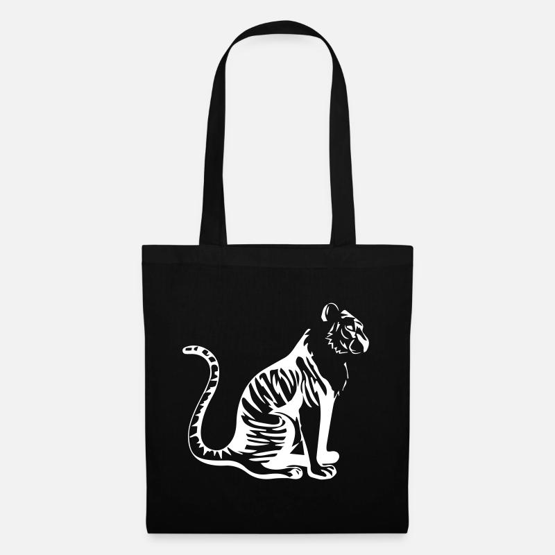 Eleganter Tiger Silhouette Design - Stoffbeutel - Schwarz