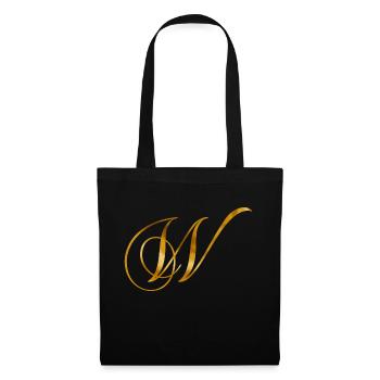Goldener Buchstabe W im Vintage Design - Stoffbeutel - Schwarz - Vorne