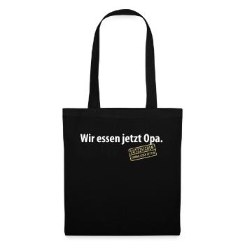 Wir essen jetzt Opa Satzzeichen Komma Leben retten - Stoffbeutel - Schwarz - Vorne