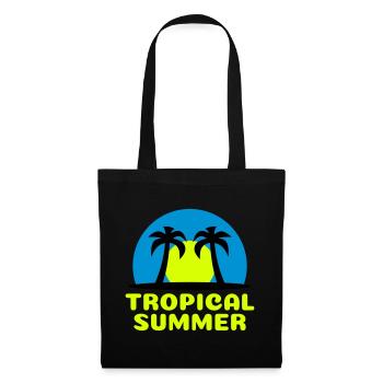 Tropical summer (Sonne, Himmelsgewölbe, Palmen) - Stoffbeutel - Schwarz - Vorne