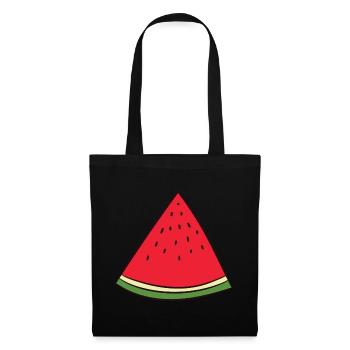 Wassermelone - Scheibe, Stück, viertel, Dreieck - Stoffbeutel - Schwarz - Vorne