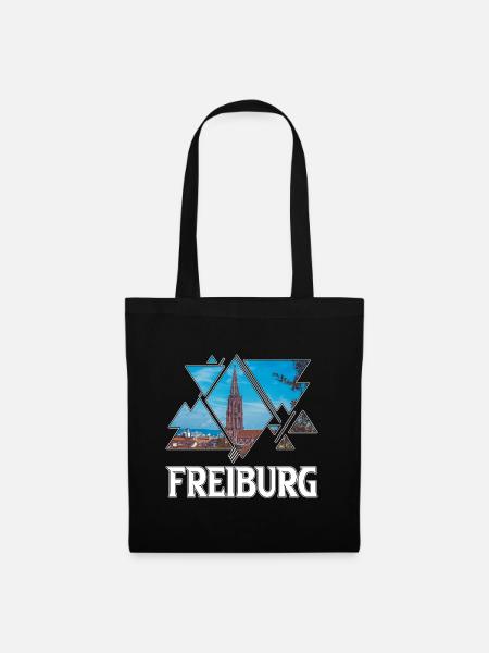 Freiburg Deutschland Stadt Skyline Heimat Liebe - Stoffbeutel - Schwarz