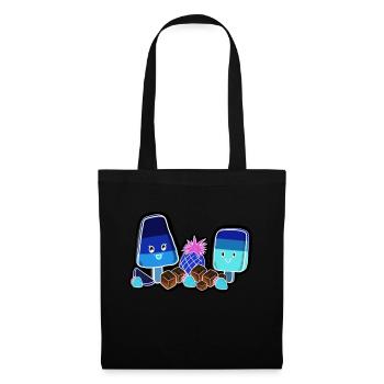 Kawaii-Eis am Stiel in Neon - Stoffbeutel - Schwarz - Vorne