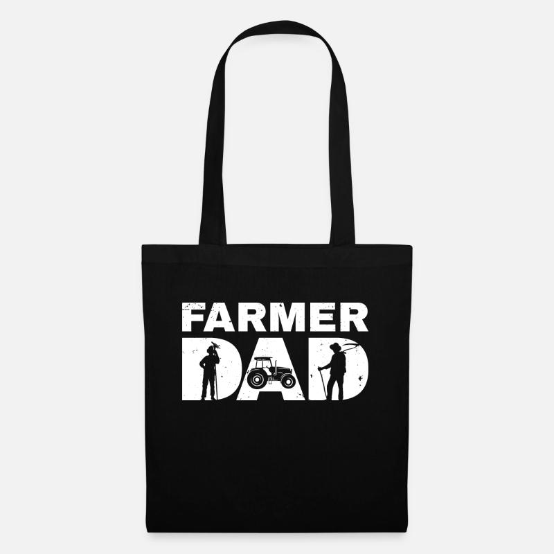 Farmer Dad Graphic Cow Farmer Agriculture Tractor - Stoffbeutel - Schwarz