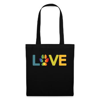 Dog Paw Love Love Colorful Dogs Paw Print 2 - Tote Bag - black - Front