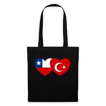 Chile Turkey Flag Heart - Tote Bag - black - Front