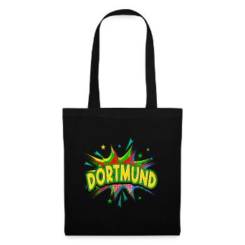 Dortmund Allemagne Ville Pop Art Bande dessinée - Sac en tissu - noir - Devant