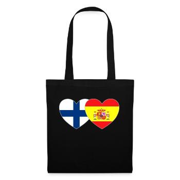 Finlande Espagne Drapeau Coeur - Sac en tissu - noir - Devant