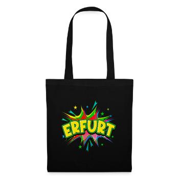 Erfurt, Allemagne, ville, Pop Art, Bande dessinée - Sac en tissu - noir - Devant