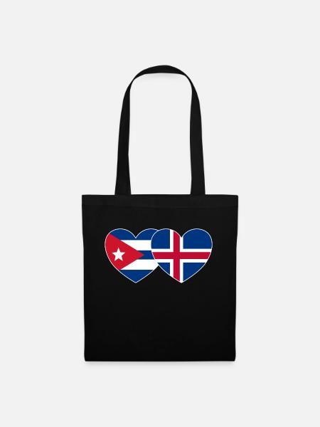 Kuba Island Flagge Herz - Stoffbeutel - Schwarz