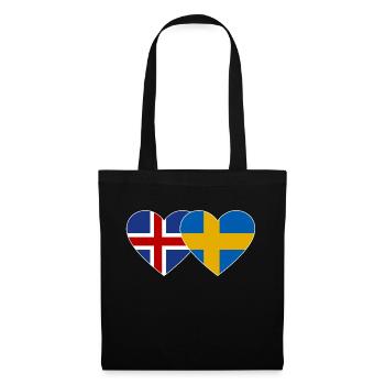 Islande Suède Flag Coeur - Sac en tissu - noir - Devant