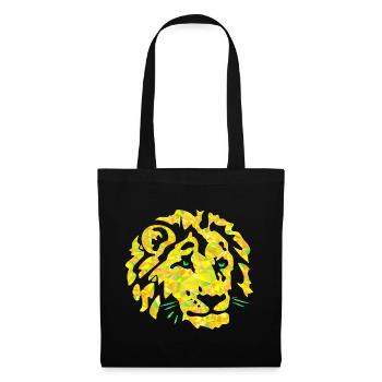 Tête de Lion Polygone - Sac en tissu - noir - Devant