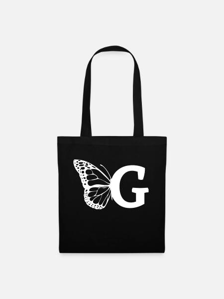 Buchstabe G Schmetterling - Stoffbeutel - Schwarz