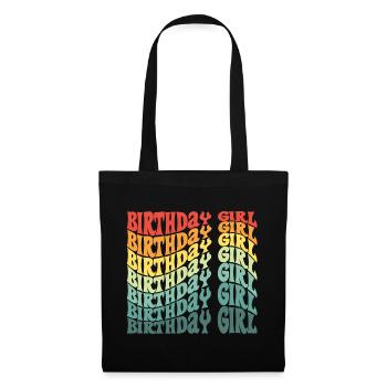 Anniversaire Fille Groovy Rétro Vintage Anniversaire - Sac en tissu - noir - Devant