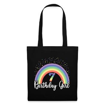 Mignon Rainbow 7 Birthday Girl, 8 ans B-day - Sac en tissu - noir - Devant