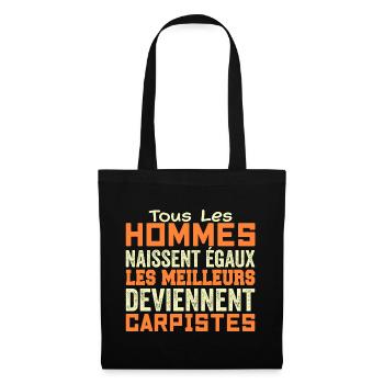 Carpiste Homme Pêcheur Pêche Poisson Cadeau Humour - Sac en tissu - noir - Devant