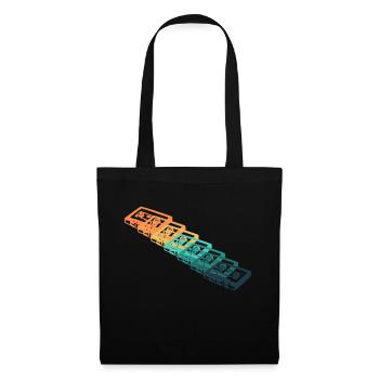 Cassette vintage - Sac en tissu - noir - Devant
