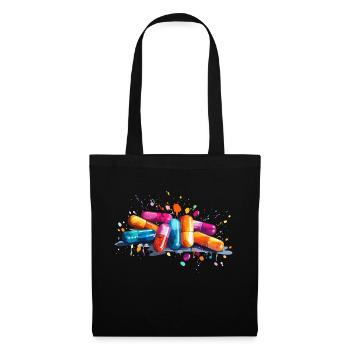 bunte Pillen - Stoffbeutel - Schwarz - Vorne