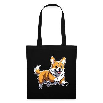 Mignon chien gallois Corgi - Sac en tissu - noir - Devant